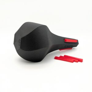 Trompetendämpfer Straight M1 in Rückansicht – 3D-gedruckter A-Mute Dämpfer für Trompete aus Carbonfaser-Material