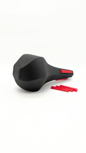 Trompetendämpfer Straight M1 in Rückansicht – 3D-gedruckter A-Mute Dämpfer für Trompete aus Carbonfaser-Material