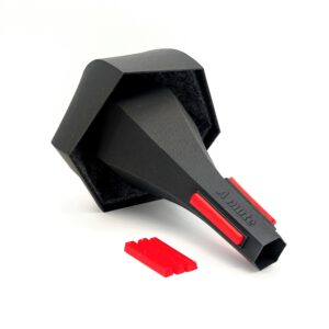 Cup Silencieux de trompette - vue détaillée des tampons rouges et de l'insert en feutre pour l'adaptation individuelle du son