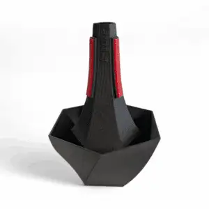 Sourdine A-Mute Cup pour trompette piccolo - vue de face avec design compact et tampons en caoutchouc rouge